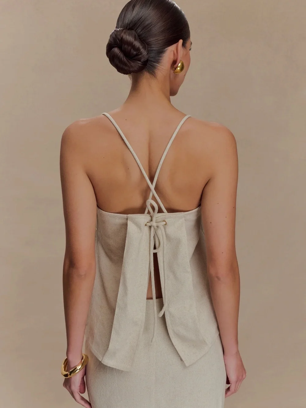 Casey - Linen Corded Embroidered Linen Top - Natural - Picture 2 of 6